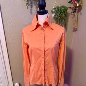 Farinaz Taghavi Women’s Peach Button-Up Shirt - Size 8